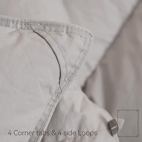 Miniatura 4 de Airluck Edredón de plumas de lujo tamaño individual, relleno de plumas y plumón, edredón de cama gris claro de invierno, relleno de edredón