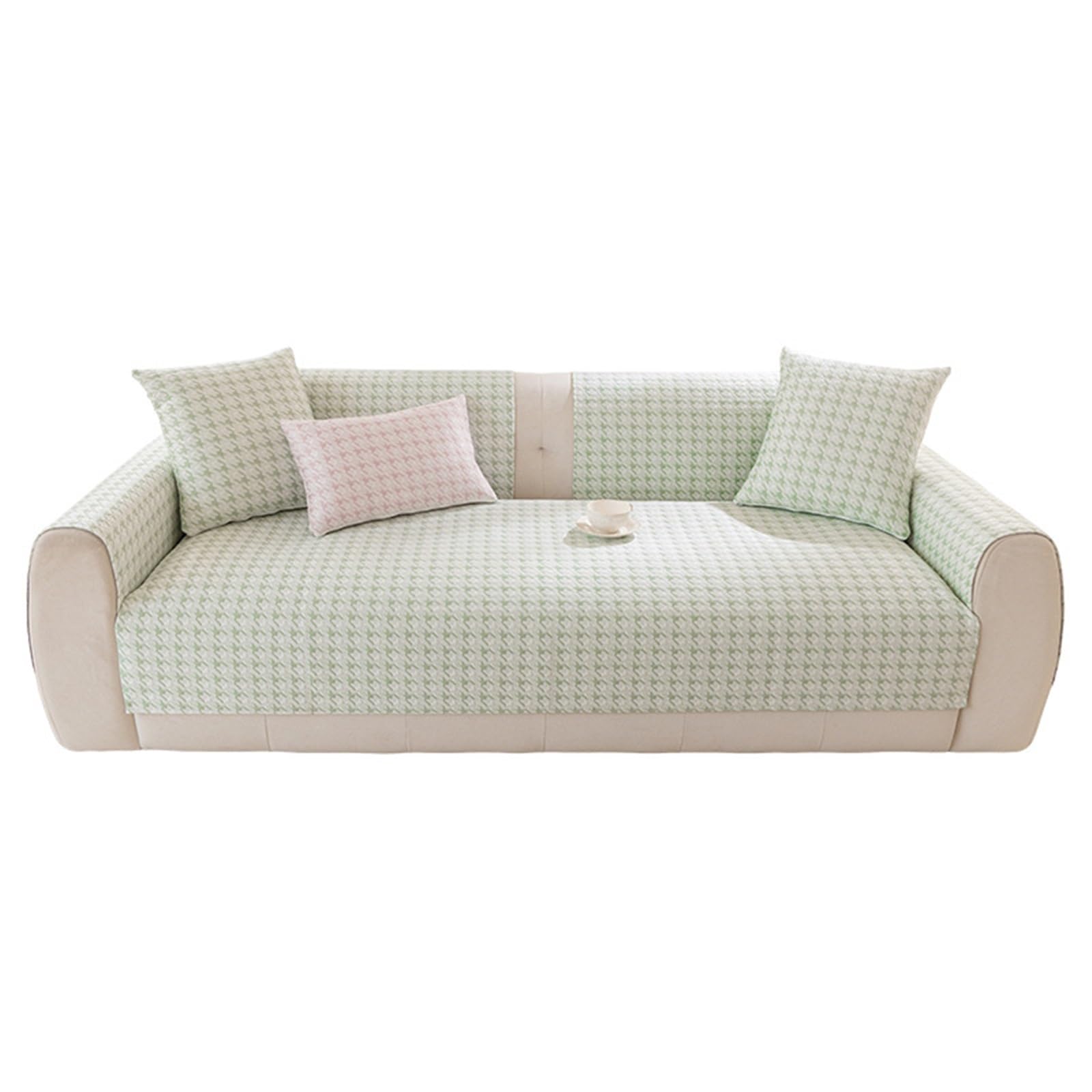 AWSQ23 Ice Silk Non-Slip Quilted Sofa Mat(Green,70 * 70cm)