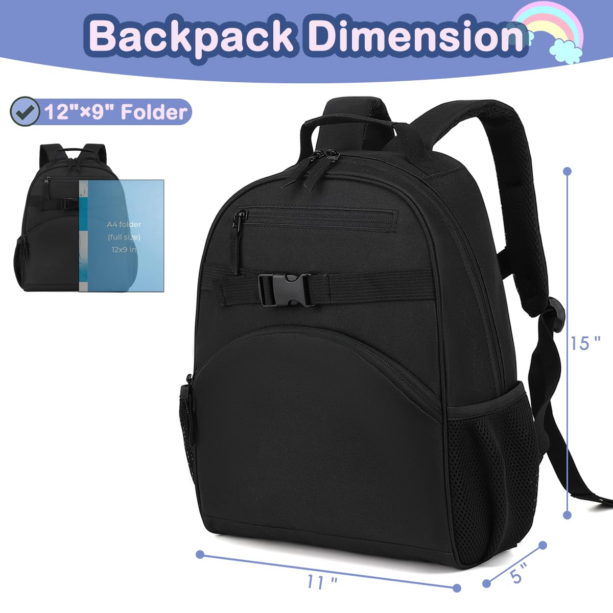 FlowFly Kinder-Rucksack für Jungen und Mädchen, einfache Büchertasche für Kita, Kindergarten, Schule, Reisen, kleine moderne Tasche