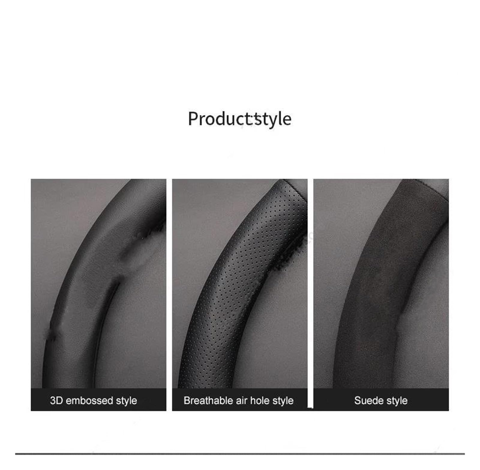 Pokrowiec na kierownicę samochodu, 38 cm, Fusion, do Kuga, Ecosport, Transit for Edge, Mustang, D, brązowy, A, O, czarny, A