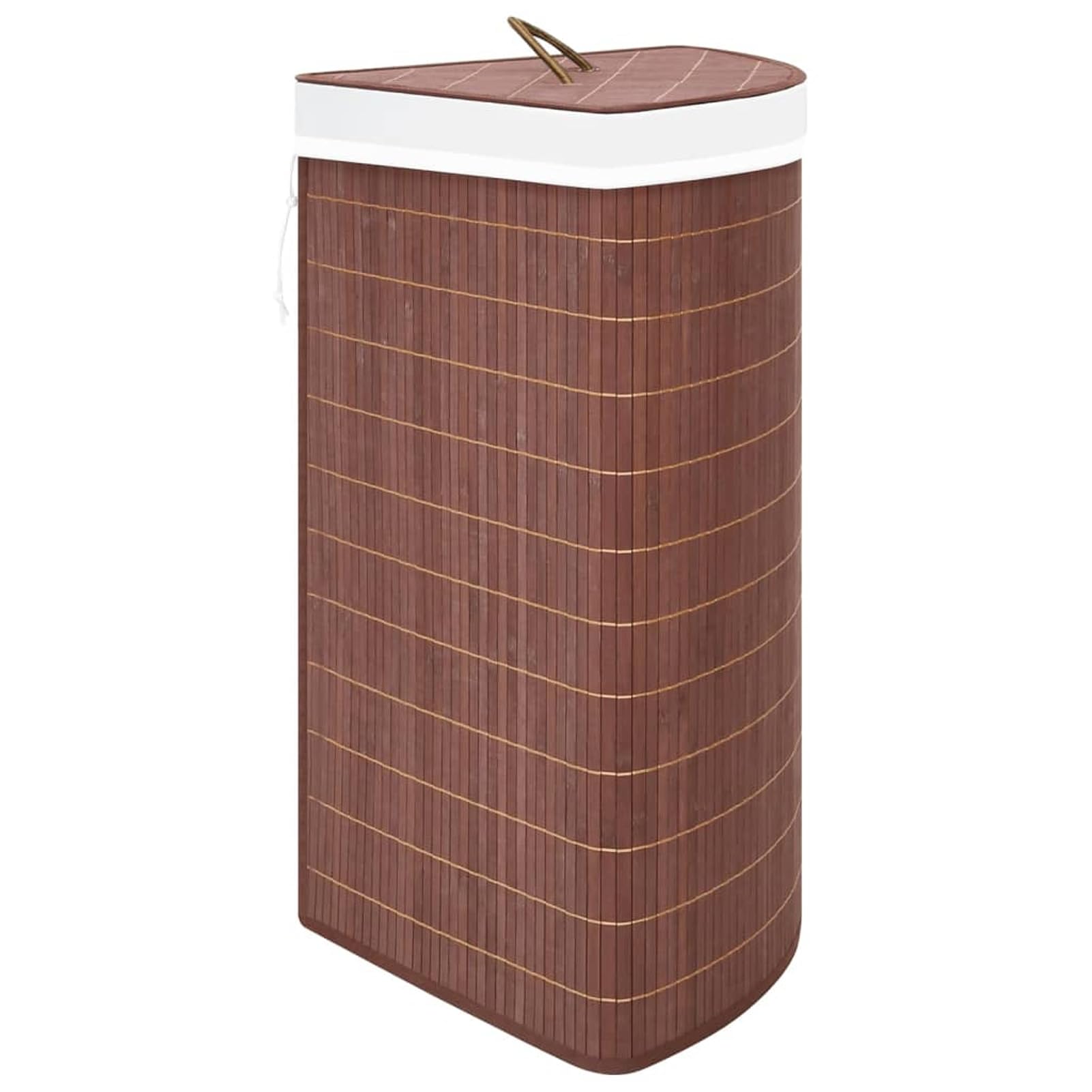 Cesto Portabiancheria Angolare in Bambù Marrone 60 L,Cesto portabiancheria con coperchio,cestino per biancheria in bambù,pieghevole,con borsa rimovibile lavabile,maniglie,per lavanderia,camera d