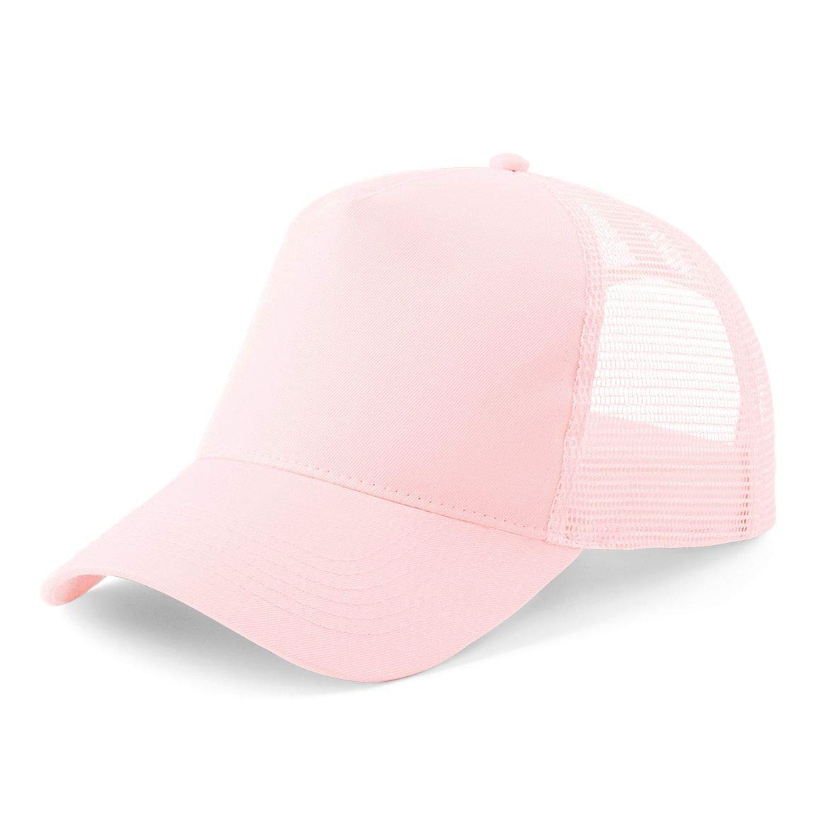 Plain Trucker Cap Mesh Back Baseball Cap Snapback - Pale Pink