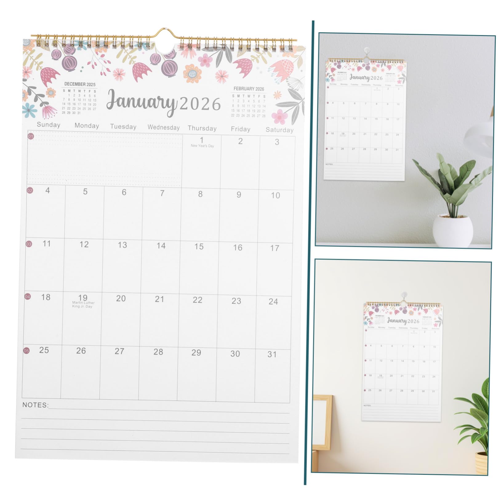 2026 Kalender, 2-teiliger Tischkalender, Monatskalender, Spiralbindung, akademischer Jahresplaner mit Drahtbindung, Klappdesign für Büro, Zuhause, Schule, glattes Papier für einfac