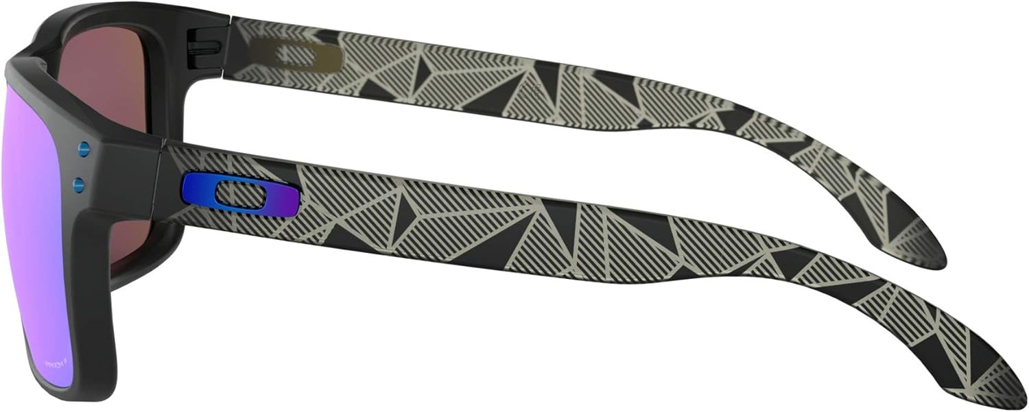 Oakley Holbrook Sunglasses (Matte Black Prizmatic Frame, Prizm Sapphire Polarized Lens) with Country Flag Microbag, Casual