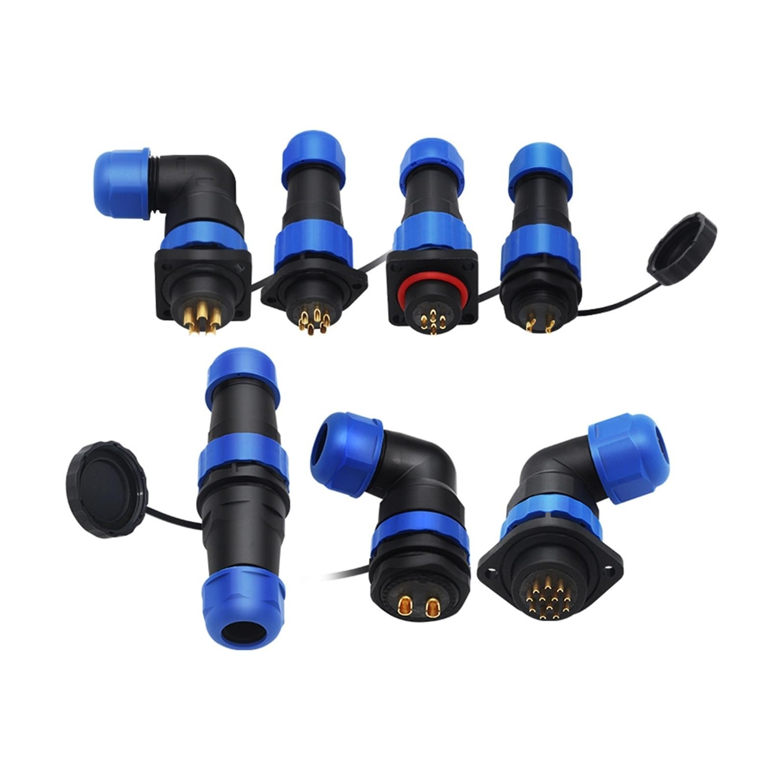 Conector macho impermeable SP20 hembra montado en panel 1 pin