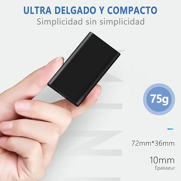 Watpot Disco Duro Externo 2TB Portátil, Resistente Al Agua y Los Golpes, para PC, TV, Ordenador de Escritorio y Windows -Negro - 2