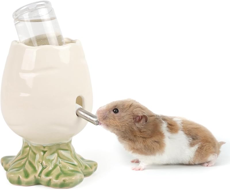 Bebedouro de Água em Cerâmica para Hamsters com Suporte em Formato de Cenoura, 80 mL Zhilishu