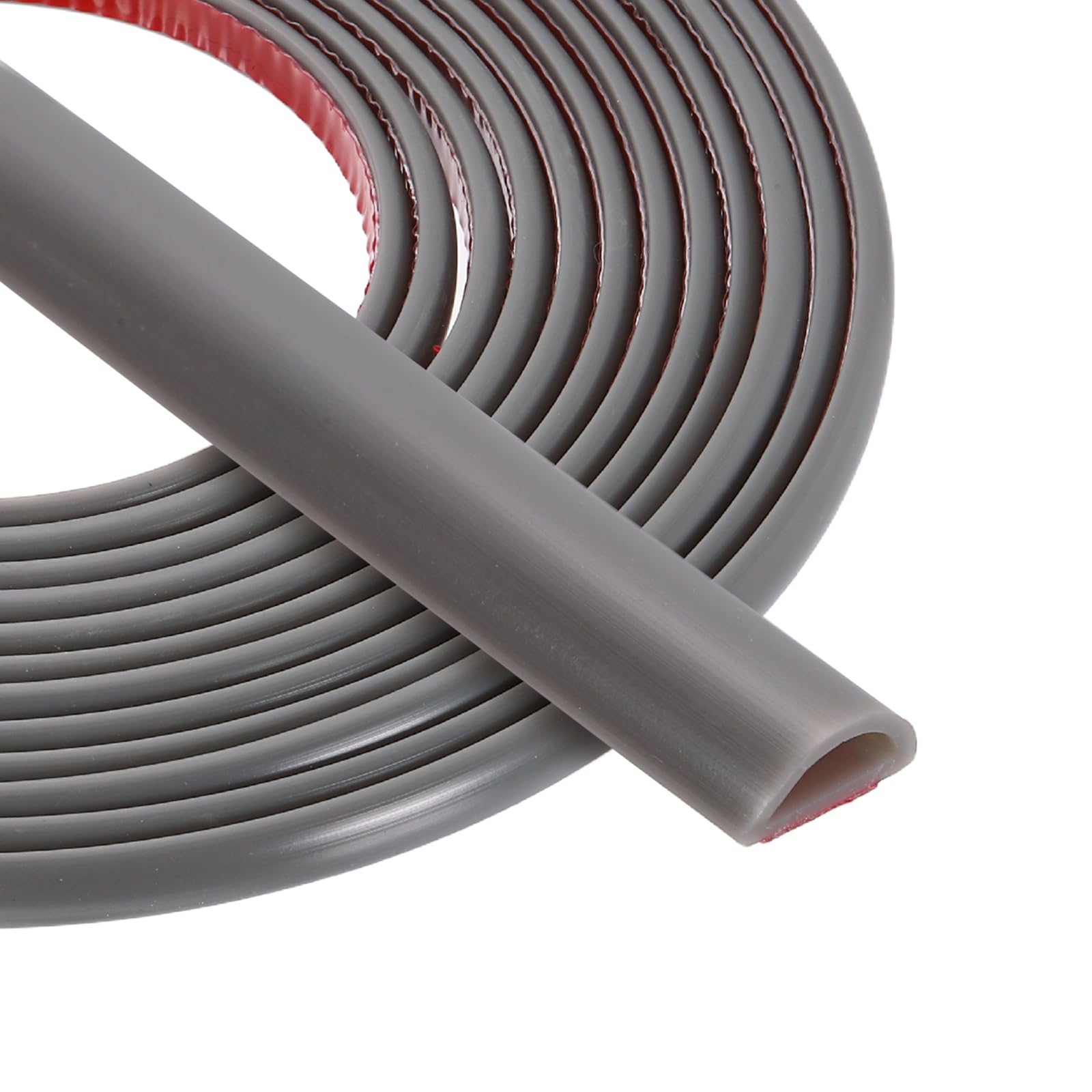 PATIKIL 5 Meters Silicone D Shape Weather Stripping, 2Pcs 9mm W x 4.8mm H Self Adhesive Backing Door Seal for Door Frame Window Insulation RVs Furniture Cabinets, Grey