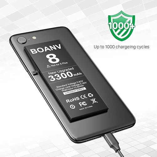 Miniatura 4 de BOANV - Batería de repuesto de 0 ciclos para iPhone 8, (nueva versión 2023), ultra alta capacidad, nueva batería de repuesto de 0 ciclos para iPhone