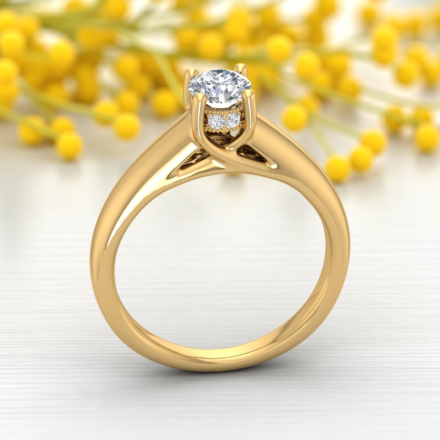 1/2 Carat Solitaire Diamond Engagement ring in 14K Gold