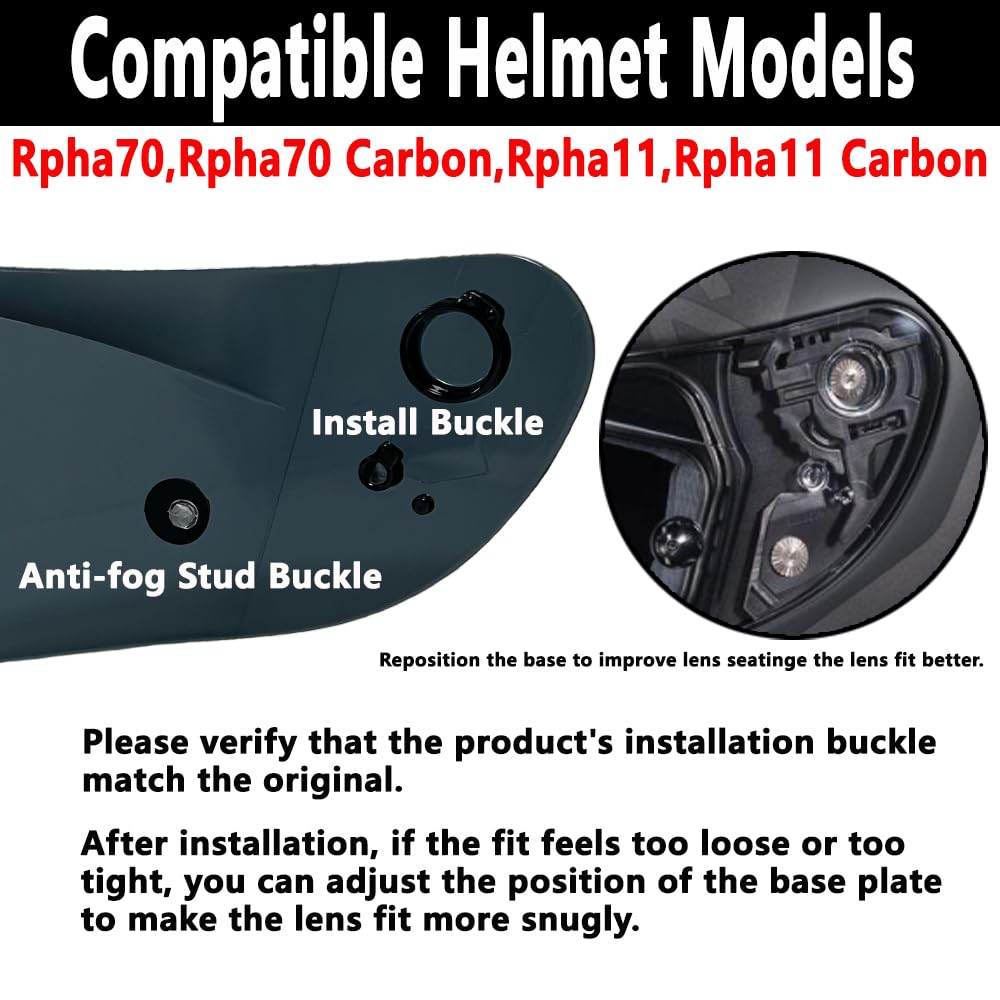 HJ-26 Helmet Visor for HJC Rpha 70,Rpha 70 Carbon,Rpha 11,Rpha 11 Carbon,Motorcycle Helmet Shields Replacement Windshield(Revo Deep Red-Day use only) : Automotive