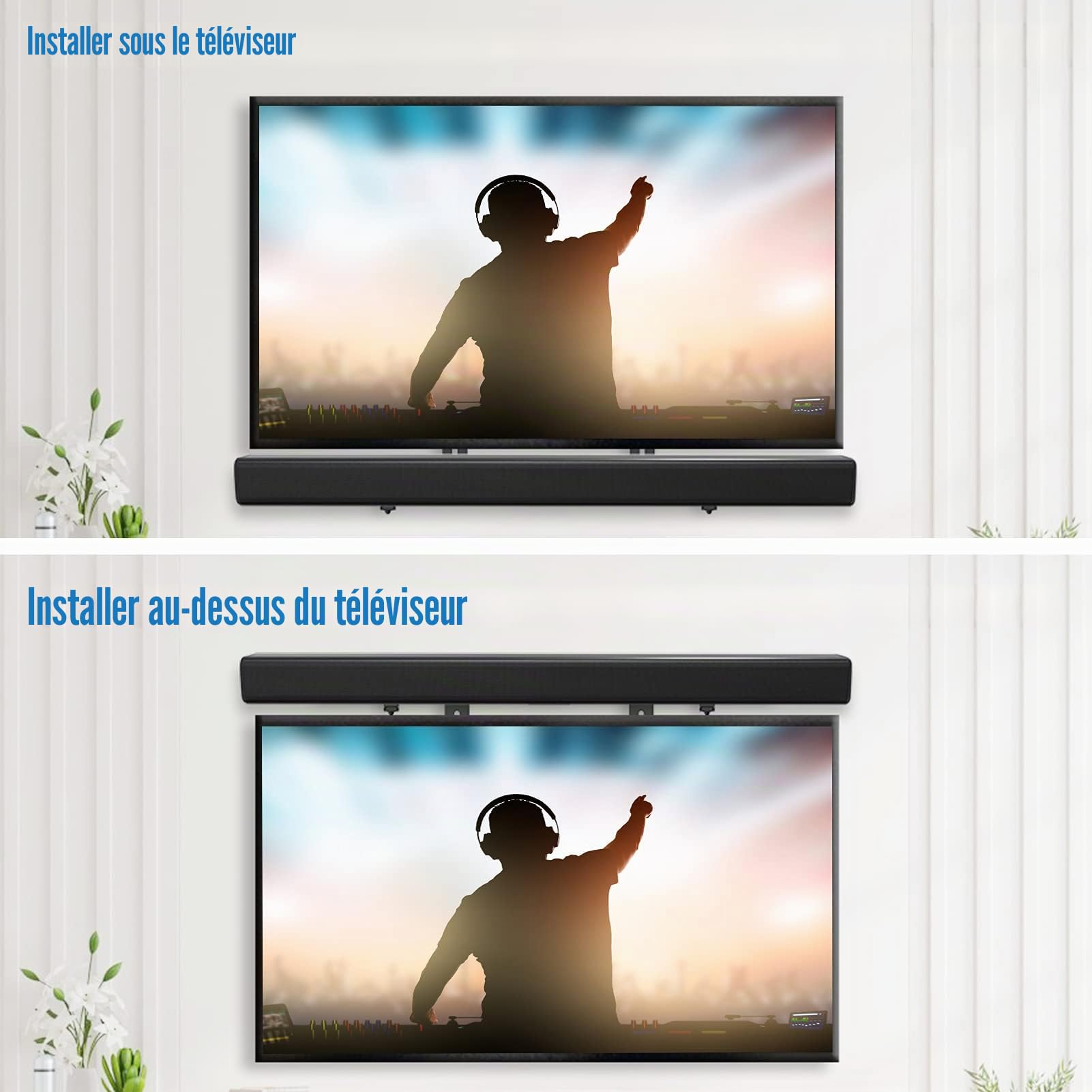 Mounting Dream Universel Support Barre de Son avec ou sans Trous, pour Support Barre de Son Samsung avec Support de Base antidérapant étendu de 87,5 à 154 mm, pour SONOS Sony LG Bose Yamaha JBL
