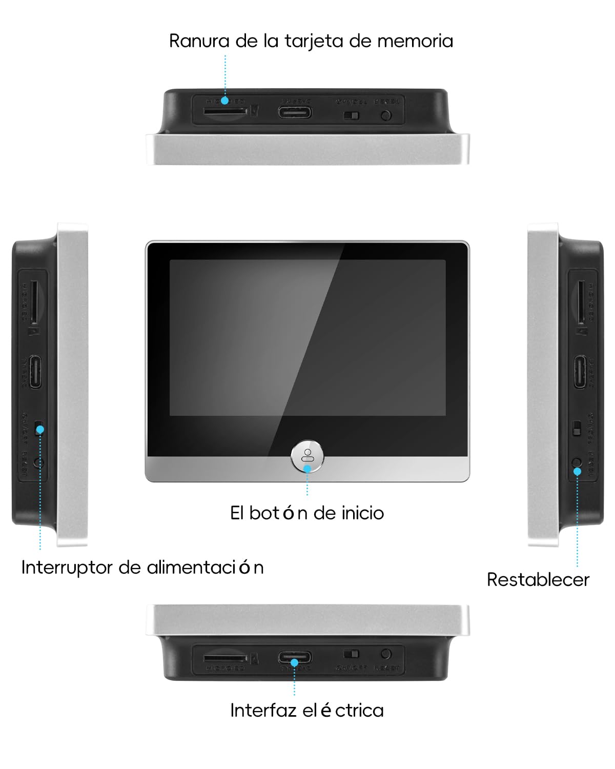 JeaTone Mirilla Digital Puerta Wifi,Mirilla Puerta con Batería Recargable 5000mAh,Mirilla Digital con 1080P Camara Puerta Mirilla,PIR Detección de Movimiento,Audio Bidireccional,Ángulo de Visión 158°