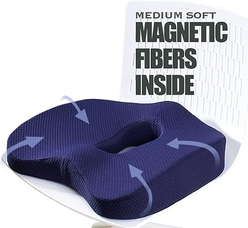 matvio Cojín de asiento para silla de oficina, funda interior de tela magnética, almohadilla de espuma viscoelástica para coxis, ciática, cojín de