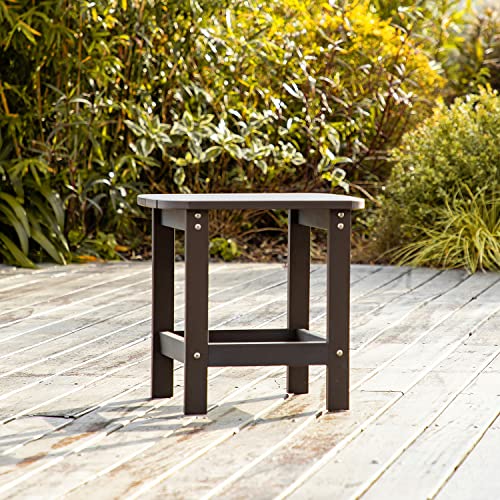 Hulala Home Adirondack Outdoor Side Table Rectangular End Table For Patio Lawn Garden Backyard Pool, Easy Maintenance & Weather Resistant, Brown #TOP25