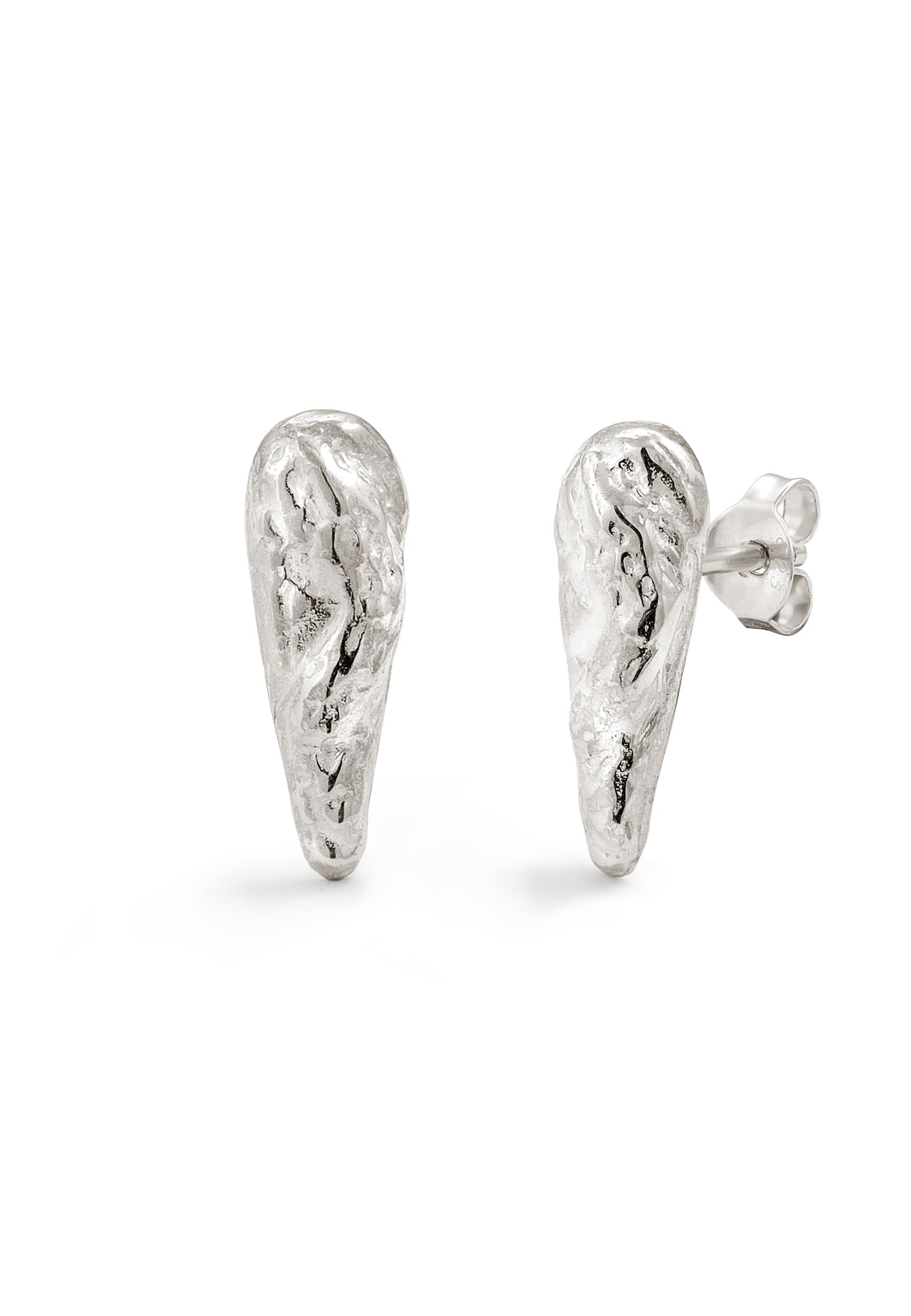 Kuzzoi Orecchini da uomo a goccia (5 x 17 mm) con superficie strutturata in argento sterling 925, orecchini da uomo