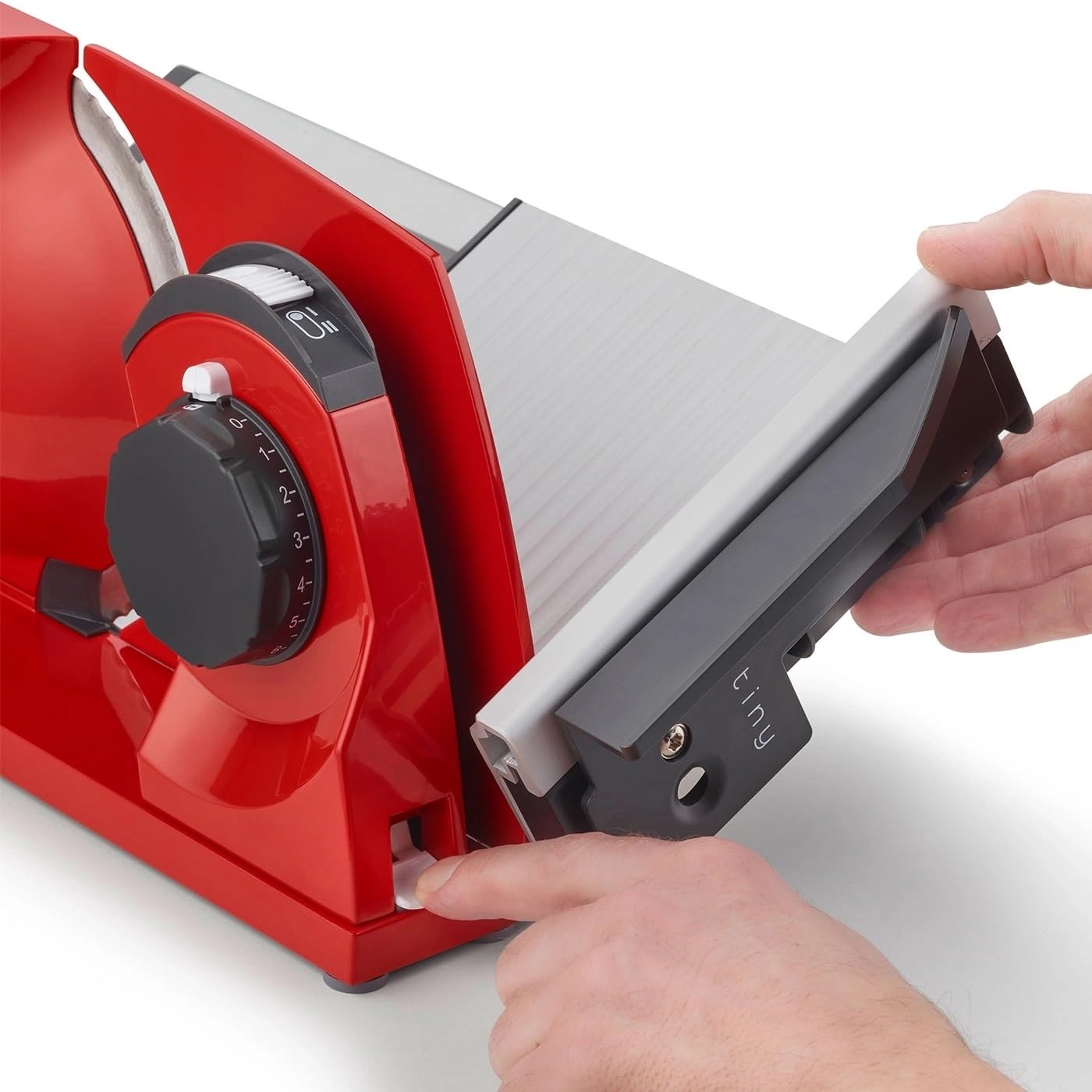 GRAEF MYtiny MT1003 Klappbarer Allesschneider Vollmetall Wellenschliffmesser Ø170 mm Schnittstärke 0-15 mm Energiesparmotor 170 W Brotschneidemaschine