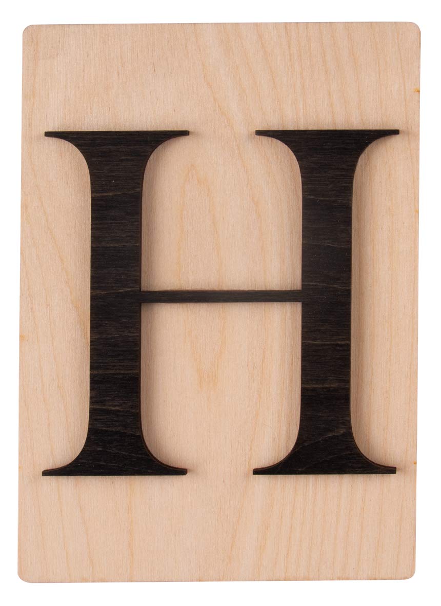 Rayher 63099576 Large Wooden Letter Tile for DIY Wall Art, Letter H for Names, Words, Crafts and Wall Decoration, 10.5 x 14.8 cm