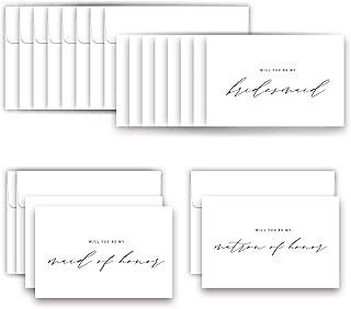 (11 Packs) Will You Be My Bridesmaid Cards Set, 8 Will You Be My Bridesmaid Cards, 2 Will You Be My Maid of Honor Card, 1 Will You Be My Matron of Honor Card, Set of 11 Bridesmaid Cards with 11 Envelopes