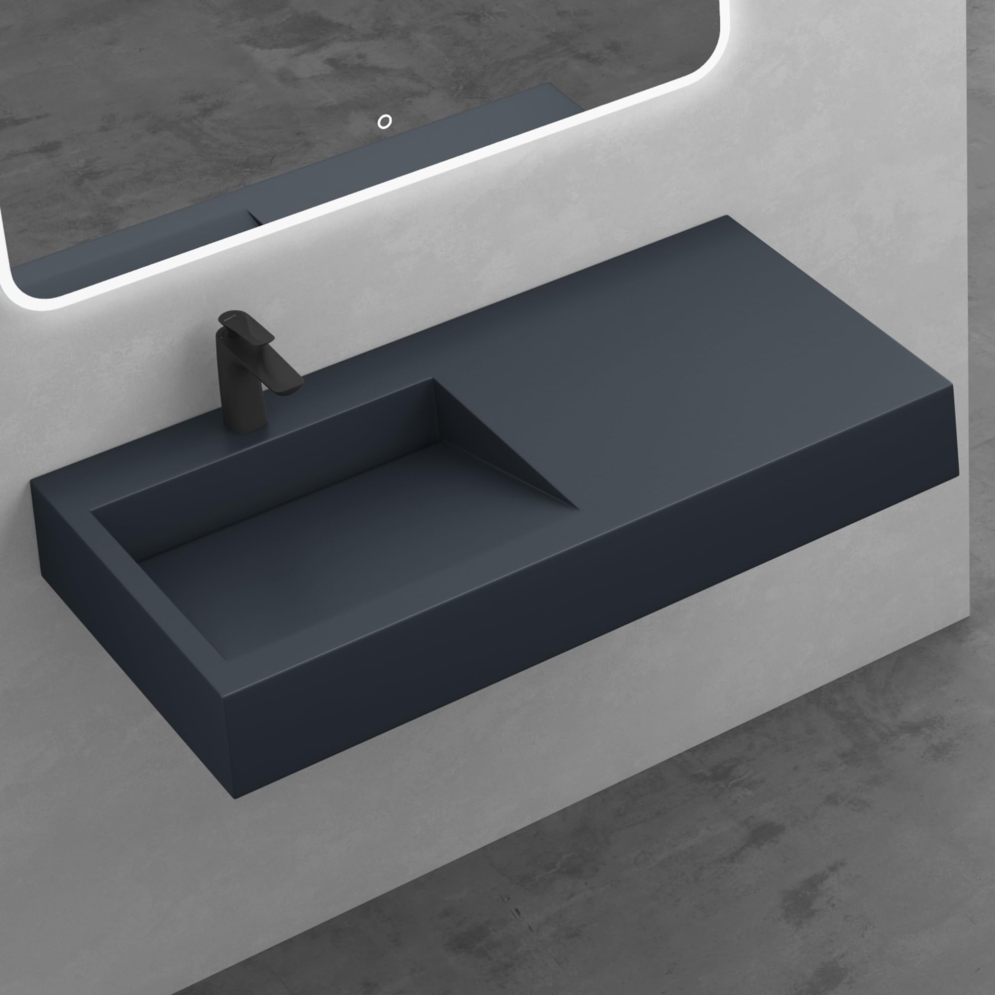 Mai & Mai Colossum11 Lavabo à poser rectangulaire 100 x 50 x 13 cm Lavabo suspendu Anthracite mat