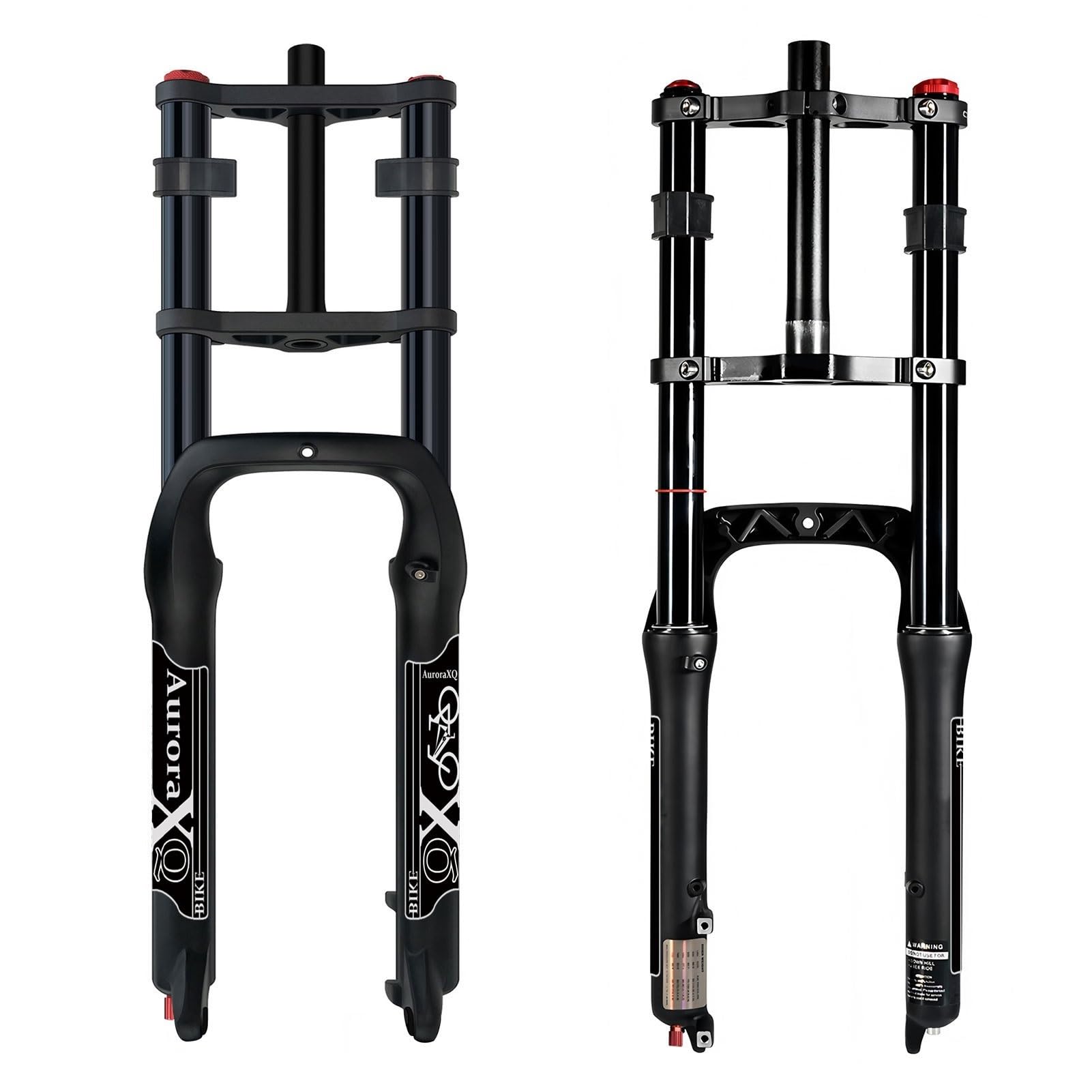 WIQUYBML AuroraXQ 20x4.0 Fat Tire Air Fork Straight 190mm Travel, 26 X 4 E Bike Front Forks Double Crown for MTB Snow Beach E-Bike(Black,26 inch)