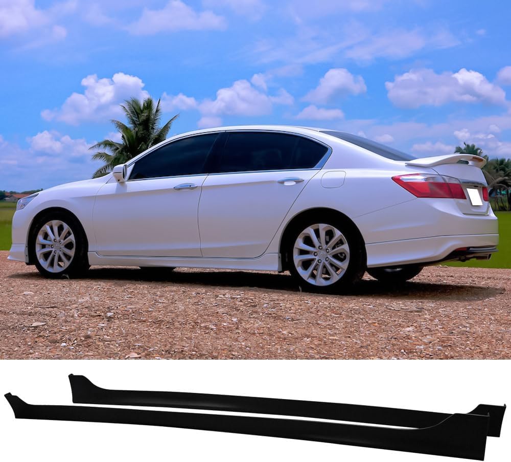 Side Skirts Compatible With 2013-2017 Honda Accord, Black PP Sideskirt Rocker Moulding Air Dam Chin Diffuser Bumper Lip Splitter by IKON MOTORSPORTS, 2014 2015