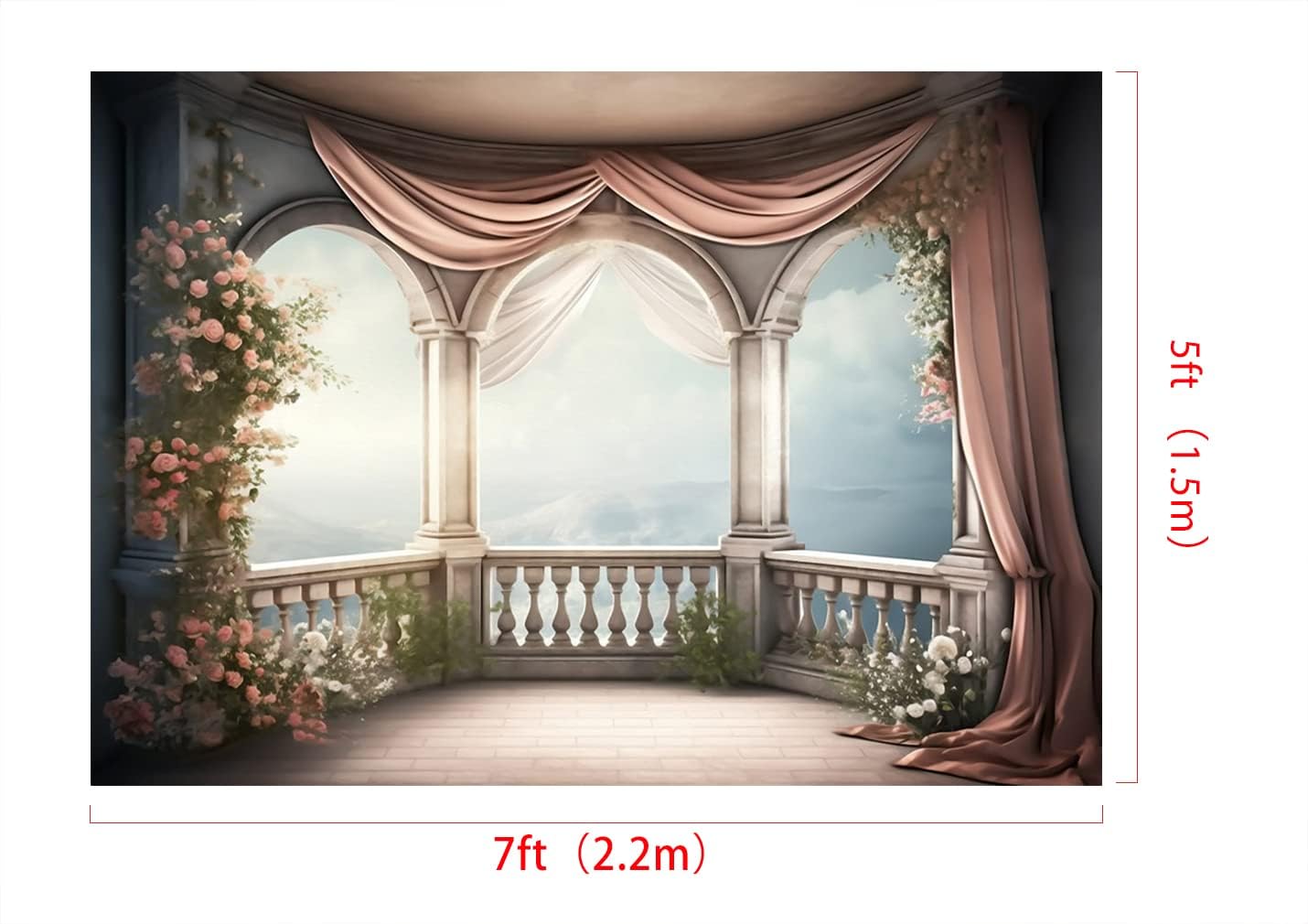 Kate 7x5ft Fine Art Floral Backdrop for Photography Baroque Balcony Floral Background Photo Studio Props