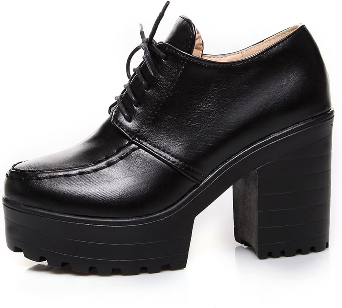 Betastella Women's Chunky Heel Platform Ankle Booties Lace Up Vintage Oxfords Shoes