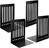 YooNotee 4-Pack 10 Inch Heavy Duty Metal Bookends Black Non-Skid Base for Books Vinyl Records Binders Shelves