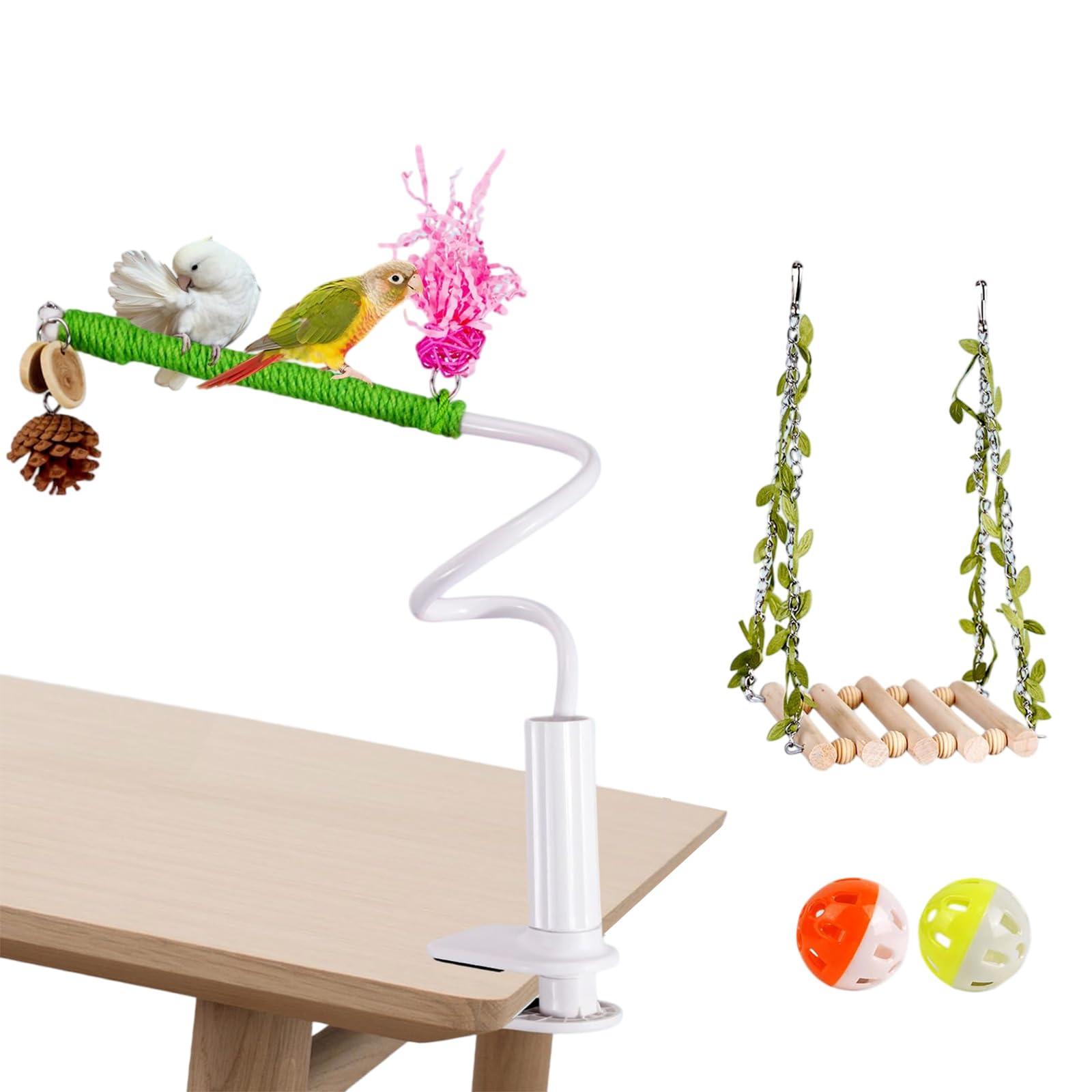 LUCKGONI Bird Desktop Activity Exercise Toy with Swing Standing Perch For Small Bird To Climbing And Entertainment