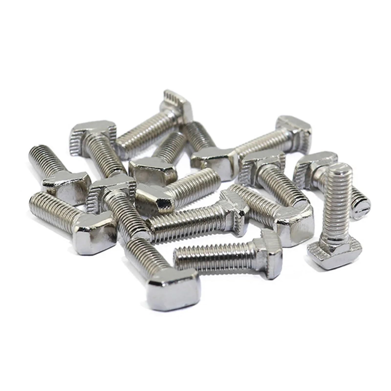BIGDROP 50 Teile/los M5 M6 M8 T Bolzen Schrauben Befestigungs Werkzeug for T-Schlitz 20 30 40 Serie Linear Schiene Aluminium Profile (Color : Silver, Size : 40-M8x25mm)