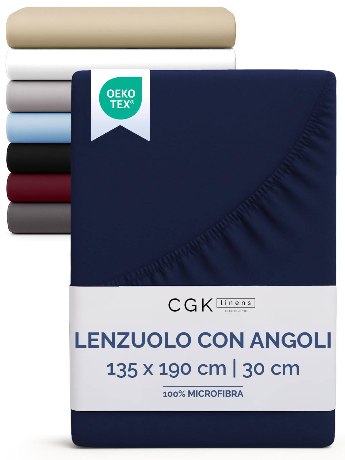 Lenzuolo con angoli 135x190 Blu marino, profondità 30 cm - Lussuoso lenzuolo con angoli - Per materassi fino a 30 cm (12") di altezza - Morbido, senza pieghe e traspirante - 135x190 - singola