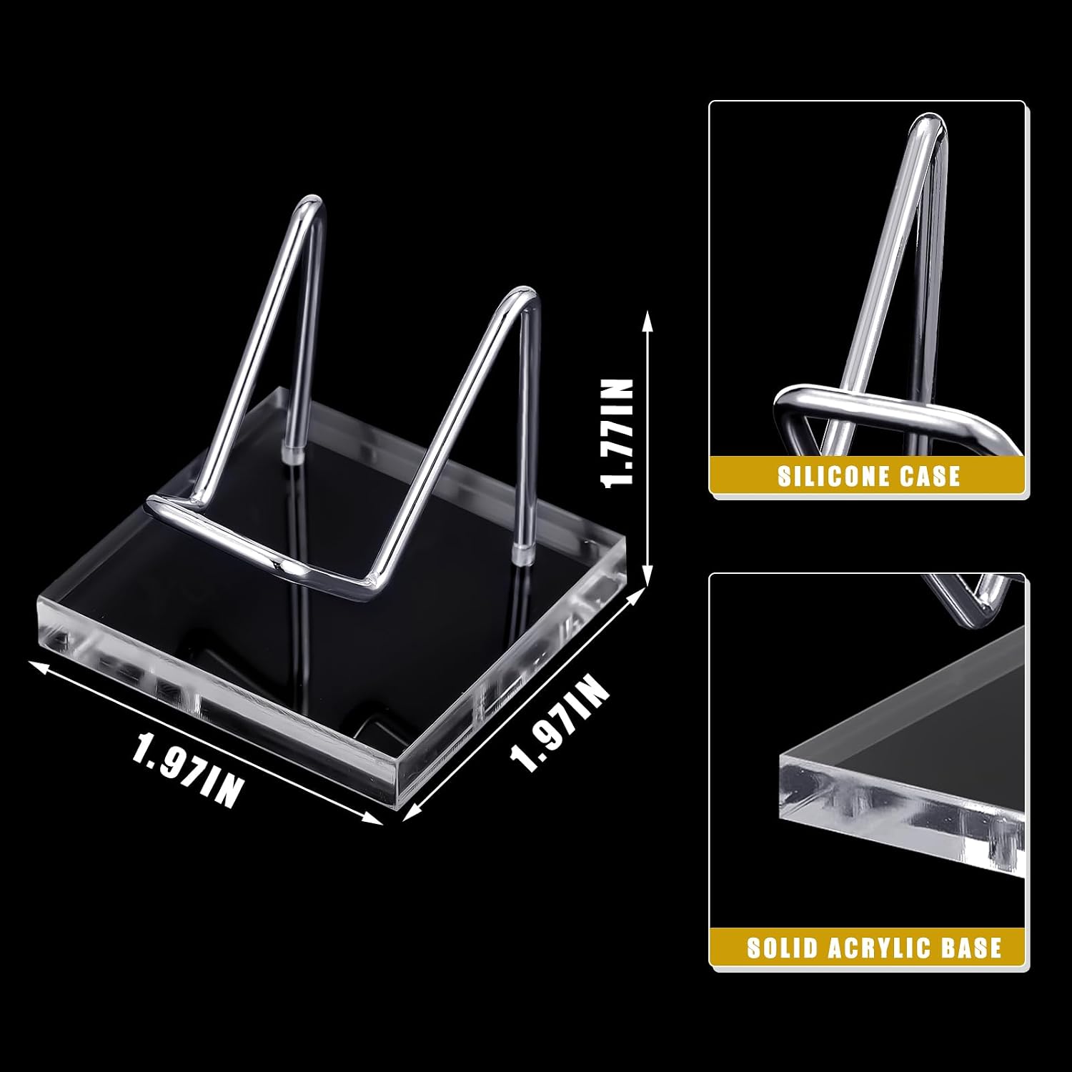 Wenqik 4 Pcs Metal Crystal Display Stand Rock Holder, Silver, 2 x 2 x 1.8