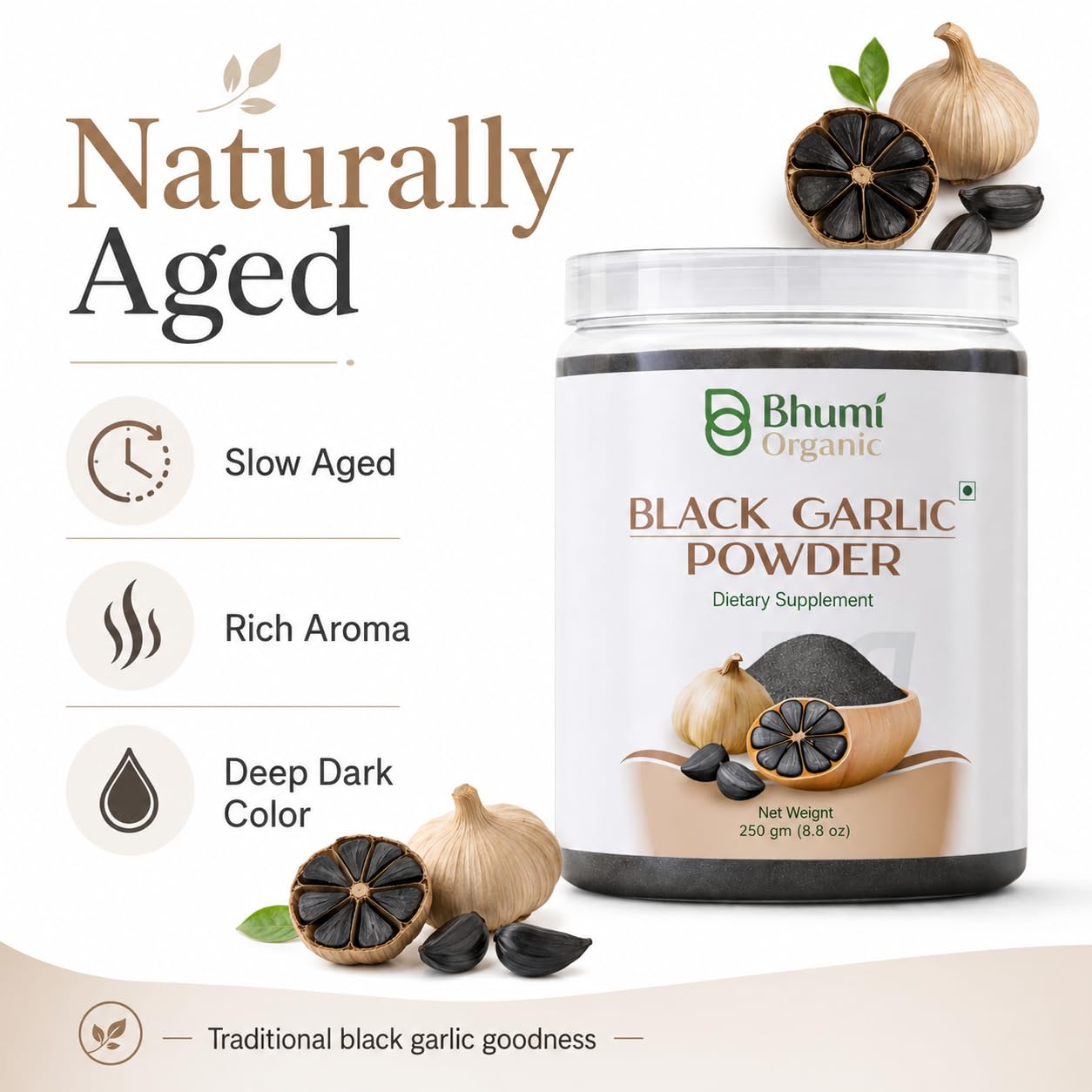 Bhumi Organic Fresh Black Garlic Powder 250 GM — Amazon image 3