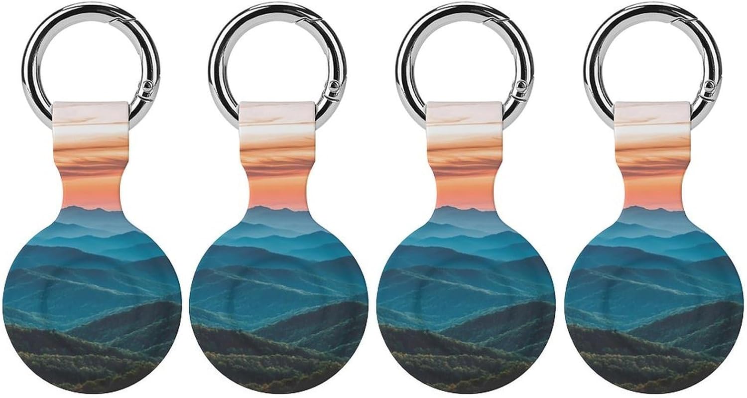 Smoky Mountains Sunrise Funny Cover Compatible with AirTag Case Protector GPS Tracker Holder with Keychain