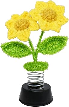 Sunflower Gifts for Women, Adorable Sunflower Decor Car Dashboard Accessories, Home Office Kitchen Bathroom Wall Desk Flower Decoration, Bottom Sticker Design 2 Heads