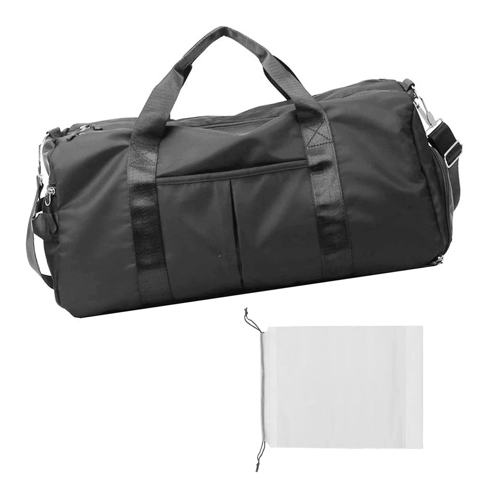 SporgoWomens Mens Gym Bag: Travel Bag with Shoe Compartment and Wet Pocket Duffel Bag Waterproof Carry On Bag for Sports Bags, Gym Bag, Travel Bag, Swimming Bag - Black