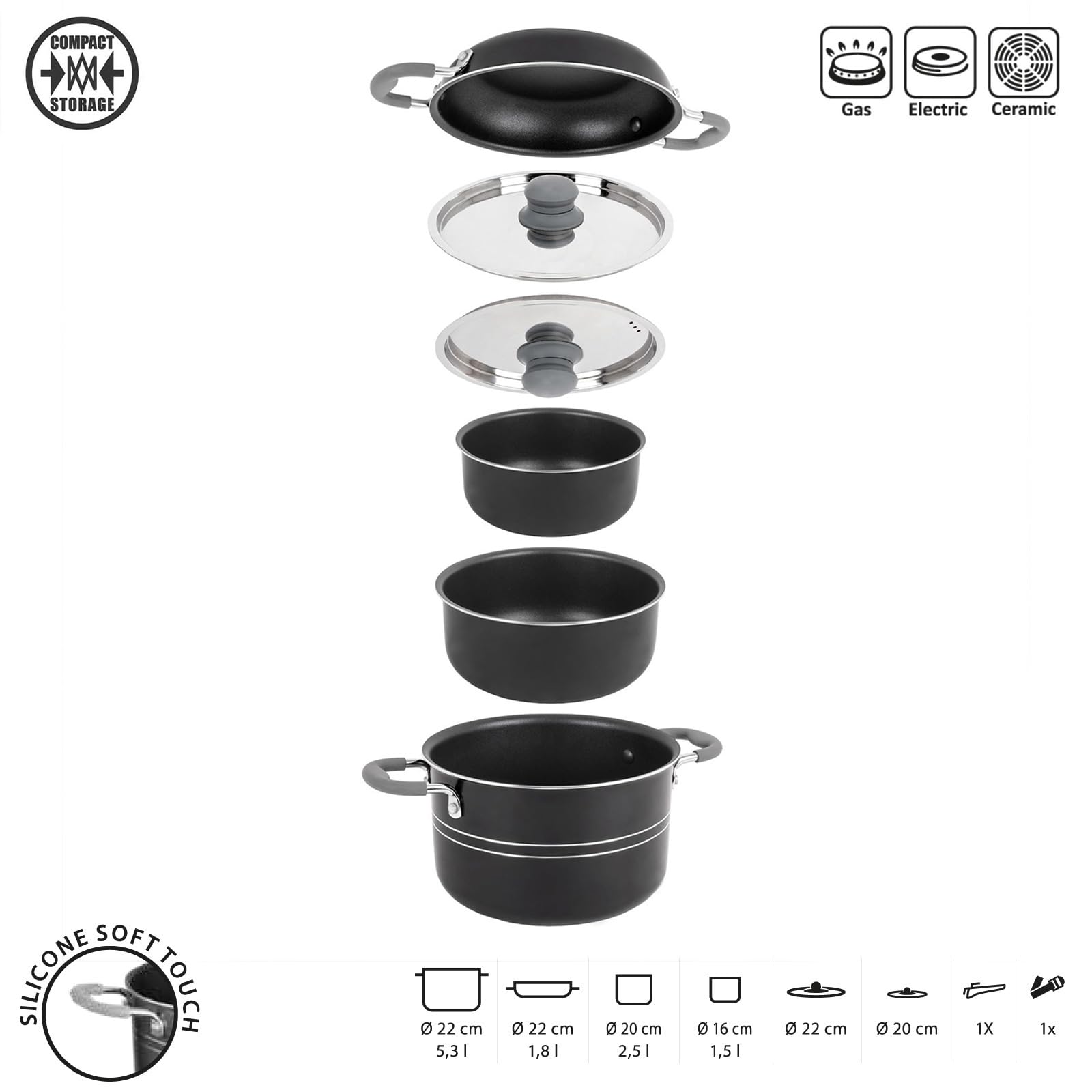 BRUNNER Set di stoviglie da campeggio Flavor 7 + 1 22 cm, in alluminio