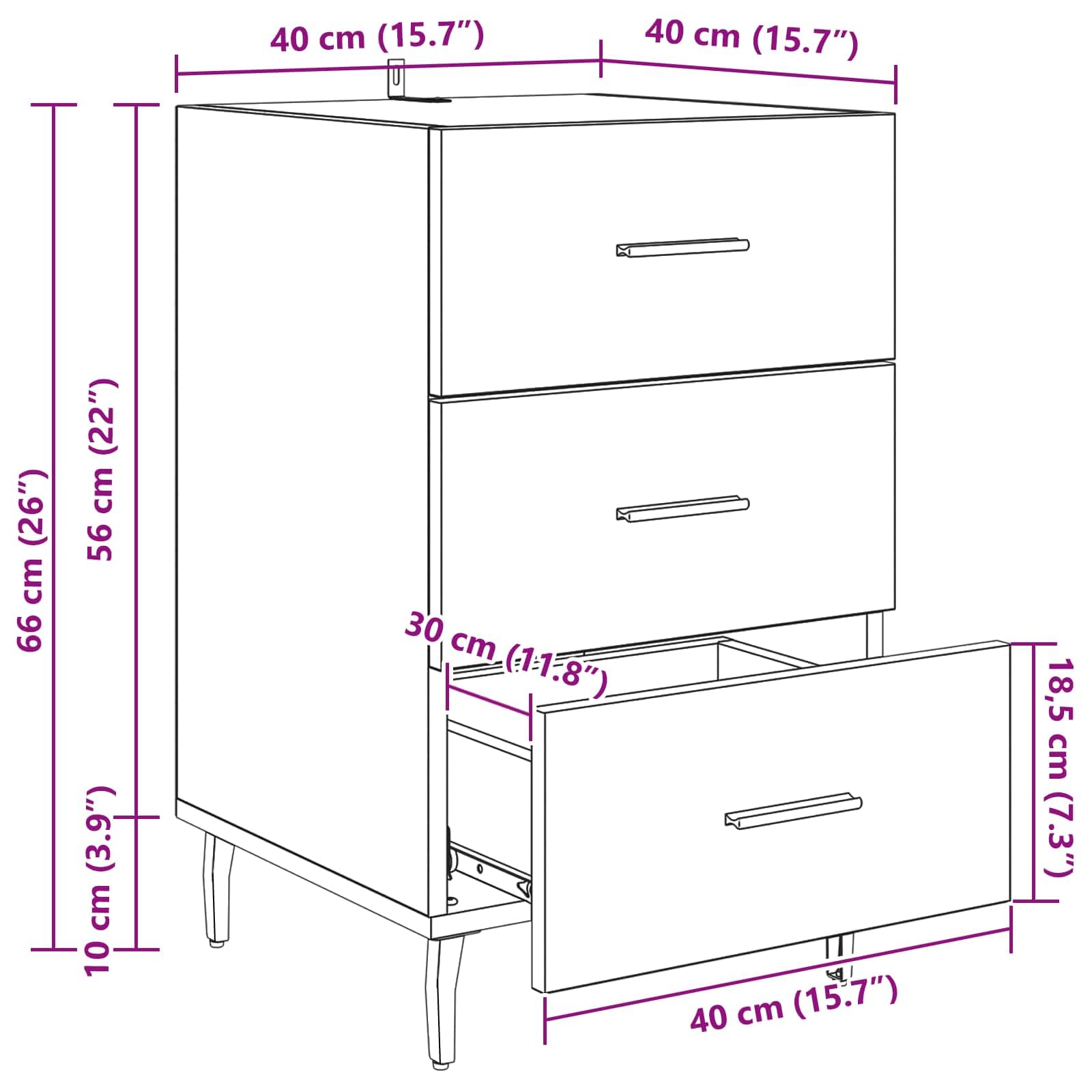 vidaXL Armario de Noche con cajón Roble Artesanal 40 x 40 x 66 cm, Mesita rústica, cabinetito Compacto, cajón de Almacenamiento, Mesa organizada, Muebles útiles