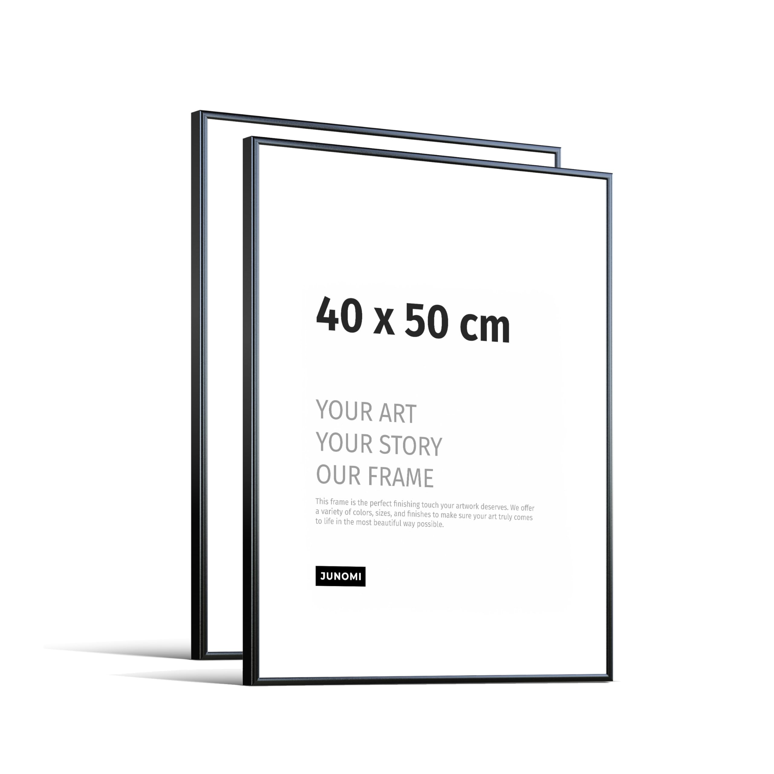 JUNOMI® 2x Marcos de Fotos 40x50 cm Aluminio | Color Negro (Mate) | Decoración de Pared de Metal con Vidrio acrílico irrompible | Marco de Fotos metálico