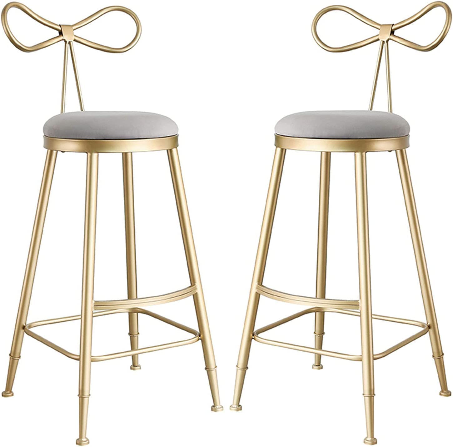 GRDDBZA Modern Bar Stools Set Counter Height Dining Chairs Set of 2 Barstool Velvet with Metal Frame Bar Stools Counter Height Stool with Back Footrest(75cm)