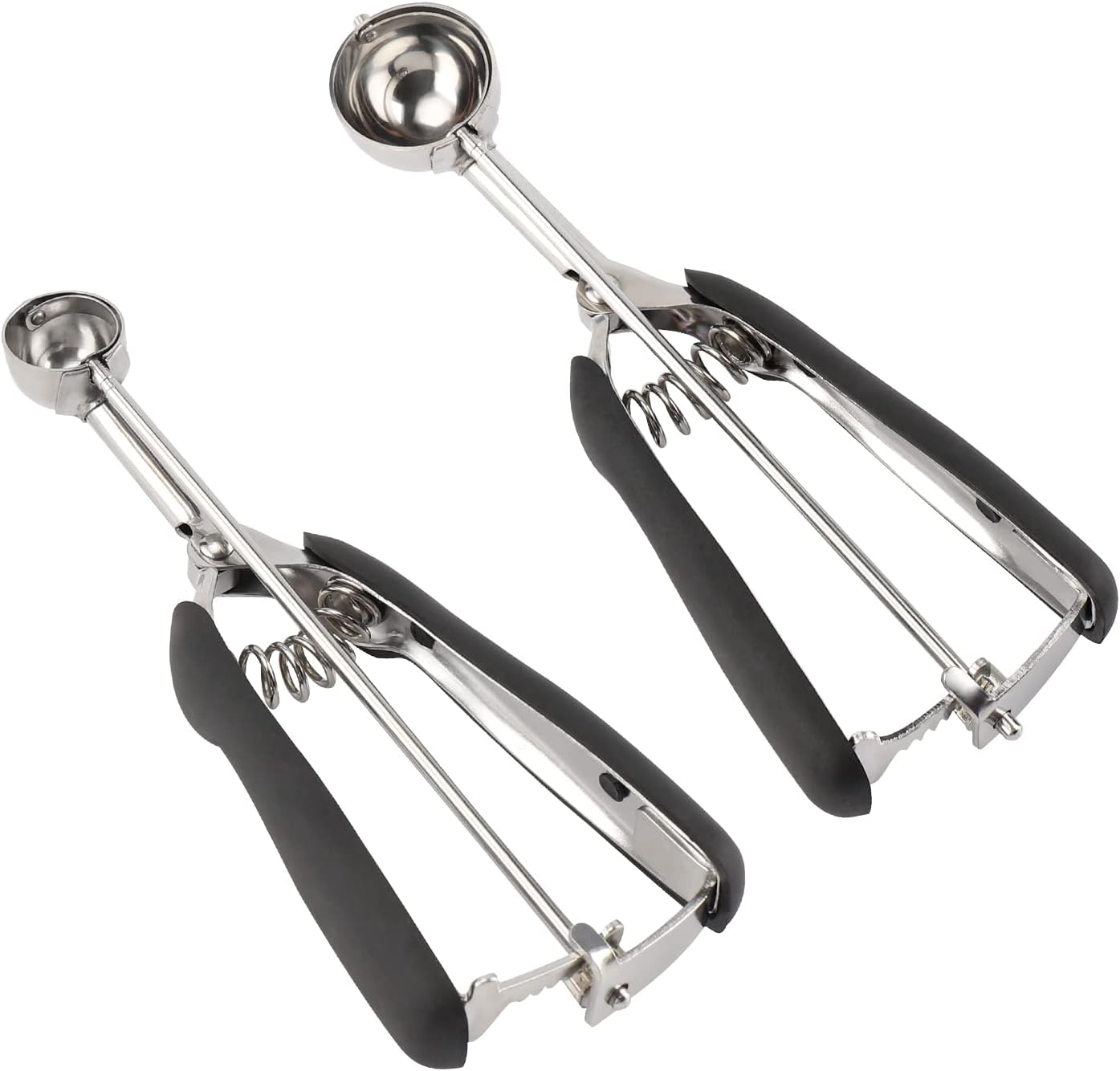 Small Cookie Scoop Set - 2 PCS Include 1 tsp / 1 Tbsp Cookie Dough Scoop, Cookies Scoops for Baking, Made of 18/8 Stainless Steel, Good Soft Grips, Quick Trigger Release
