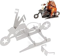 Stainless Steel Chicken Stand, Vertical Chicken Roaster, Removable Barbecue Chicken Stand with Draining Tray, for Oven, Barbecue, Grill Accessories, Camping (Motorcycle Roast Chicken)