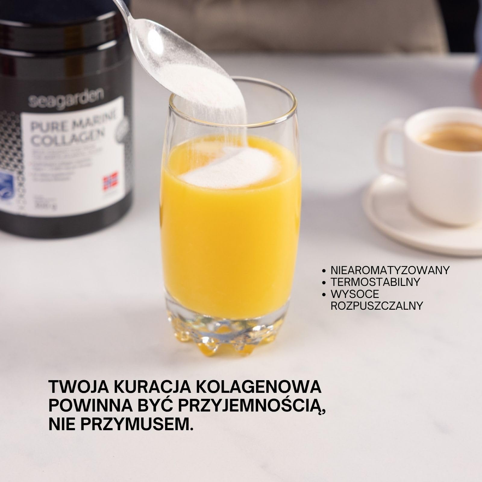 Sproszkowany norweski kolagen morski | Dzikie ryby z północnego Atlantyku | 2-miesięczny zapas | Hydrolizowane peptydy | Suplement dla zdrowej skóry, włosów, paznokci | 100% naturalny | 300 g