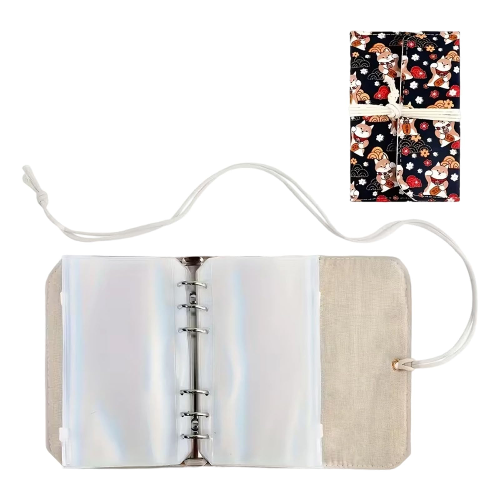 Circular Needle Organiser Bag with 12Pcs Removable Zippered PVC Binder Pocket Portable Knitting Needle Case for Sewing