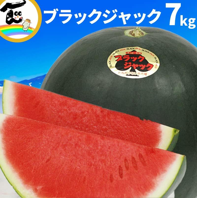 すいか スイカ ７月下旬頃から発送 山形県村山市産 門脇さん栽培「ブラックジャック」 種が少ないすいか 大玉７ｋｇ以上（１個