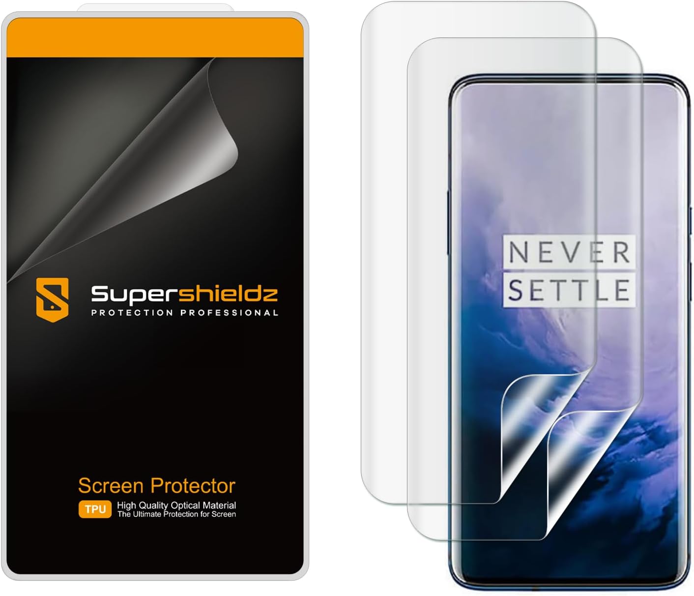 Supershieldz (2 Pack) Designed for OnePlus 7 Pro and OnePlus 7T Pro Screen Protector, High Definition Clear Shield (TPU)