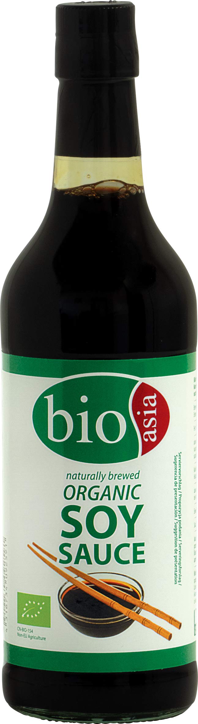 BIOASIA Bio Sojasauce, aus ausgewählten, nicht gentechnisch veränderten Sojabohnen, vegan, halal (1 x 500 ml)