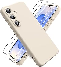 Ikziwreo Coque pour Samsung Galaxy S25, avec 2 Pièces Protecteur D'écran en Verre Trempé, Housse Silicone Souple Ultra-Mince de Couleur Pure, Coque en Caoutchouc Antichoc - Blanc