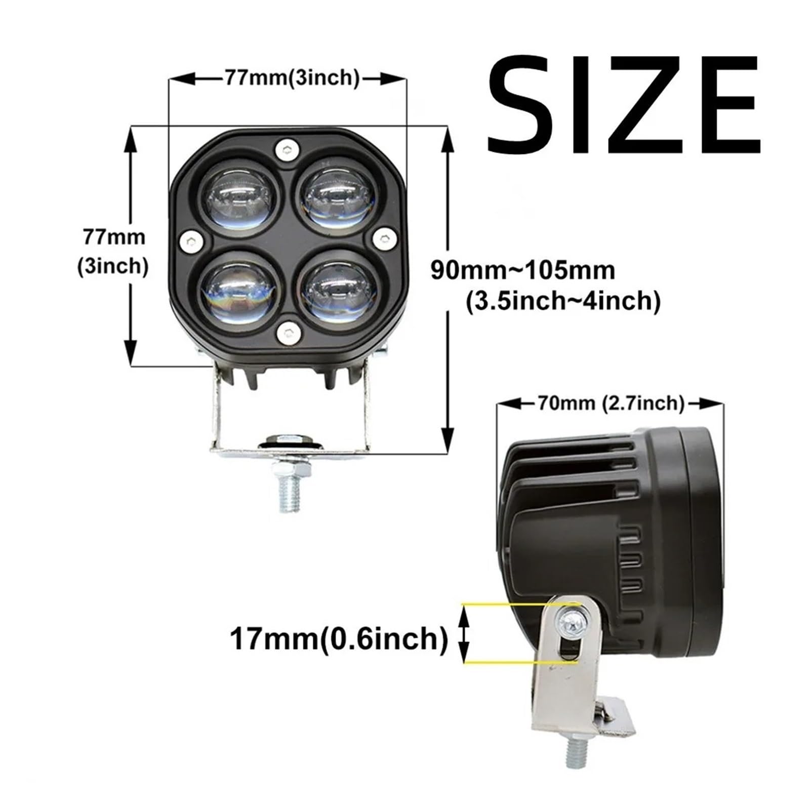 Focos Led Trabajo Coche Camión 4x4 3 Pulgadas 12V 24V Luces Tipo Pod Faros Delanteros Motocicletas Barra Reflectora Antiniebla Faros De Motocicleta(2pc white)
